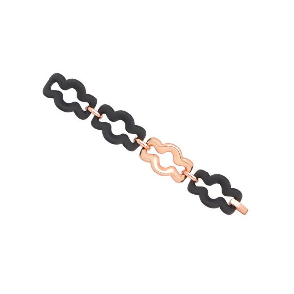 ROSE PLATED SILVER BRACELET WITH BLACK HOOPS