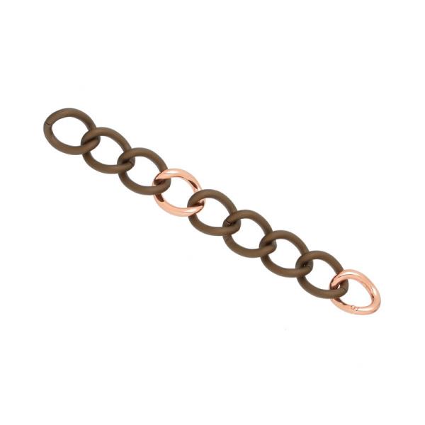 ROSE SILVER BRACELET WITH BROWN OVAL HOOPS