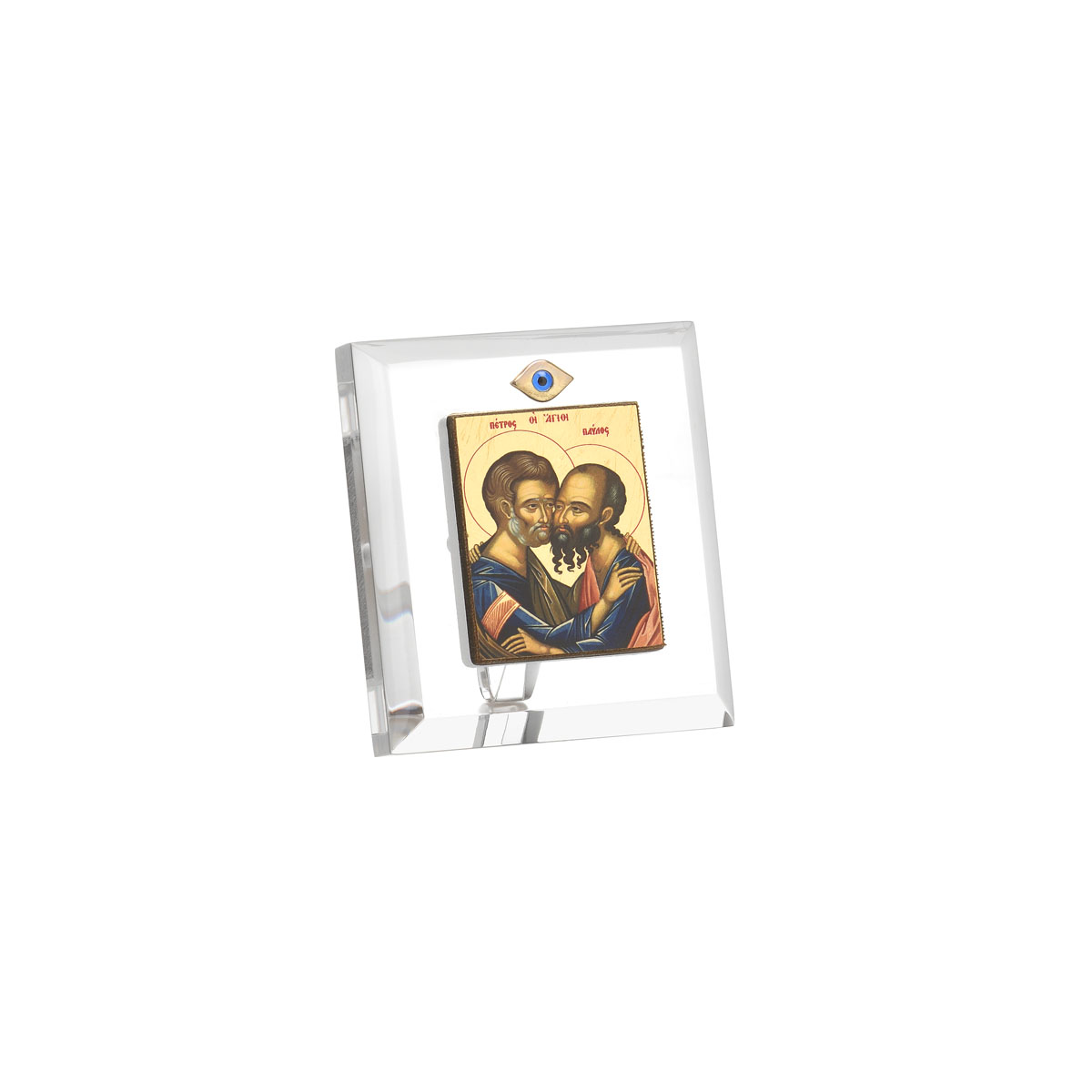 PLEXI FRAME OF SAINTS PETER AND PAUL WITH EVIL EYE