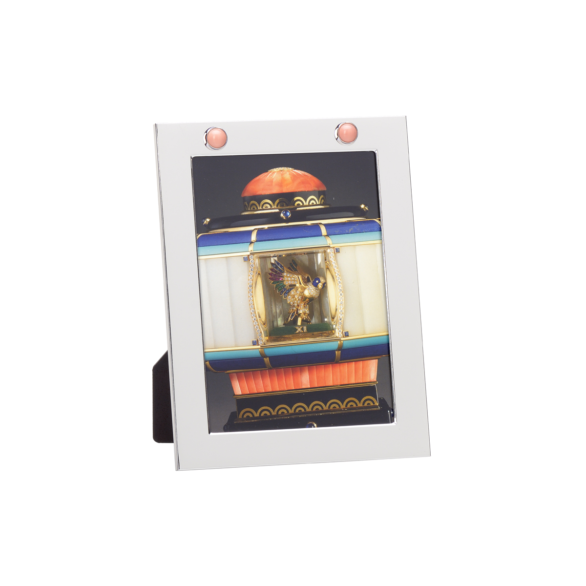 SILVER PLATED PICTURE FRAME WITH CORALS