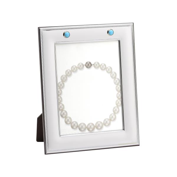 PICTURE FRAME SILVER PLATED WITH TURQUOISE