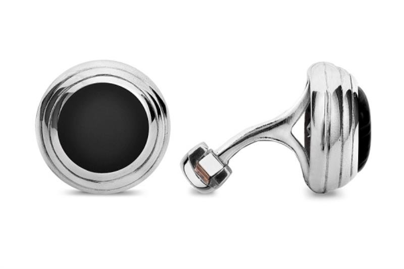 SILVER CUFFLINKS WITH BLACK ONYX