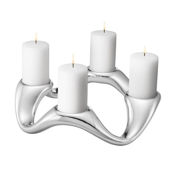 GEORG JENSEN COBRA 4 PILLAR CANDLEHOLDER STAINLESS STEEL