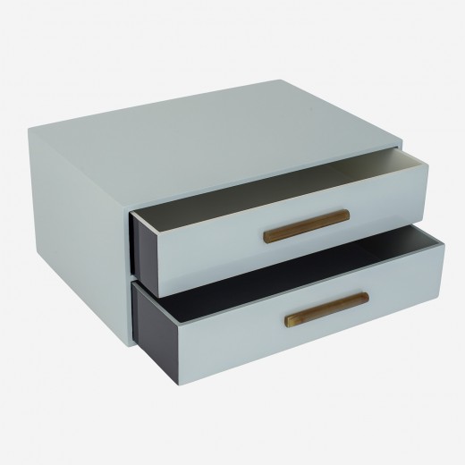 WOODEN JEWELLERY BOX WITH 2 DRAWERS BABY BLUE COLOR