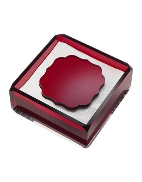PLEXI NAPKIN CASE ACRYLIC RED