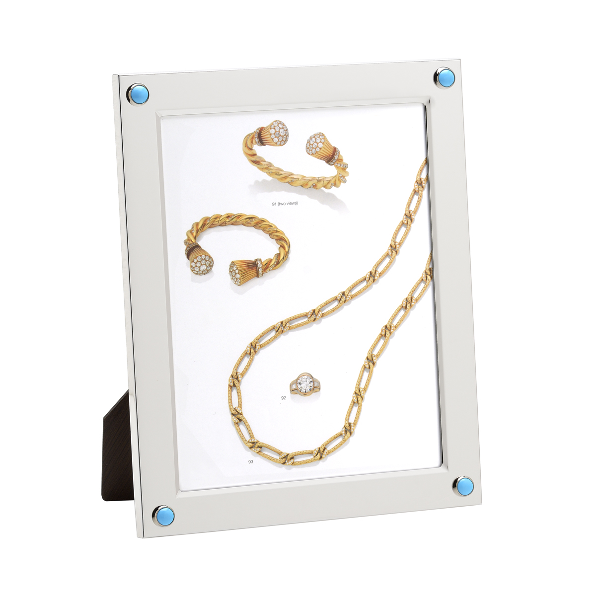 SILVER PLATED PICTURE FRAME WITH TURQUOISE