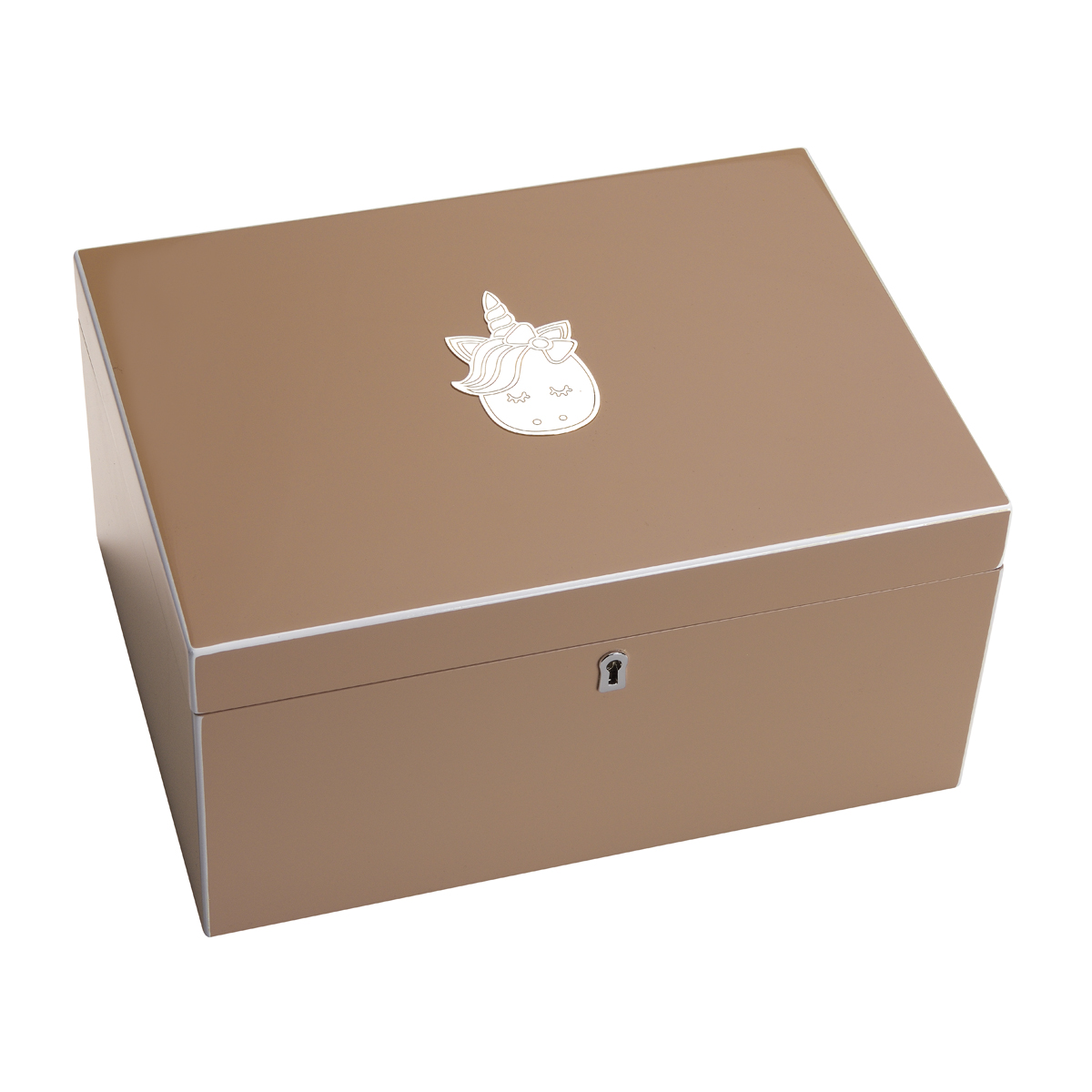 WOODEN JEWELLERY BOX ROSEWOOD WITH SILVER UNICORN