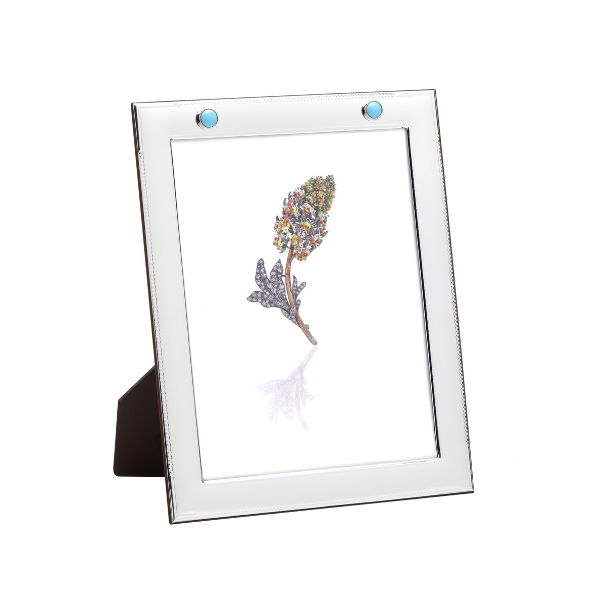 PICTURE FRAME SILVER PLATED WITH TURQUOISE