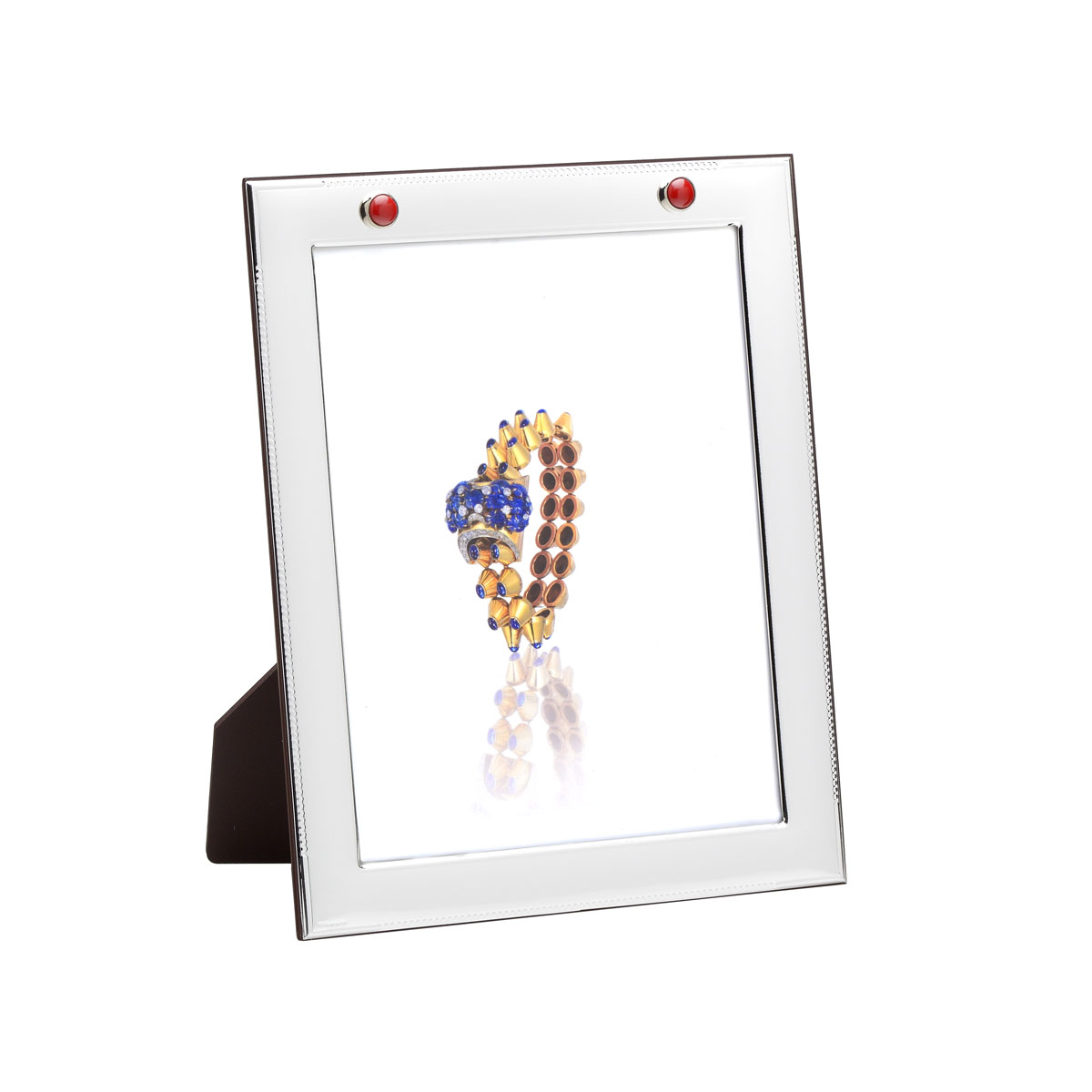 PICTURE FRAME SILVER PLATED WITH CORALS