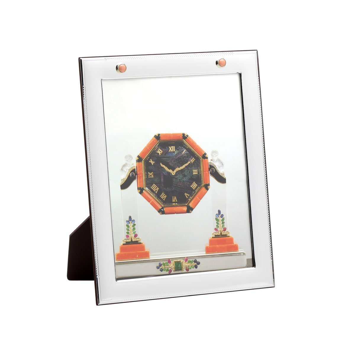 PICTURE FRAME SILVER PLATED WITH CORALS