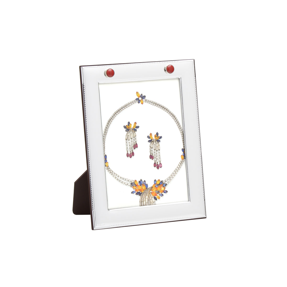 PICTURE FRAME SILVER PLATED WITH CORALS