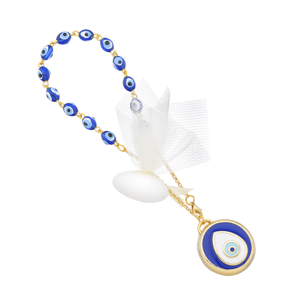 BONBONNIERE EVIL EYE KEY CHAIN GOLD PLATED