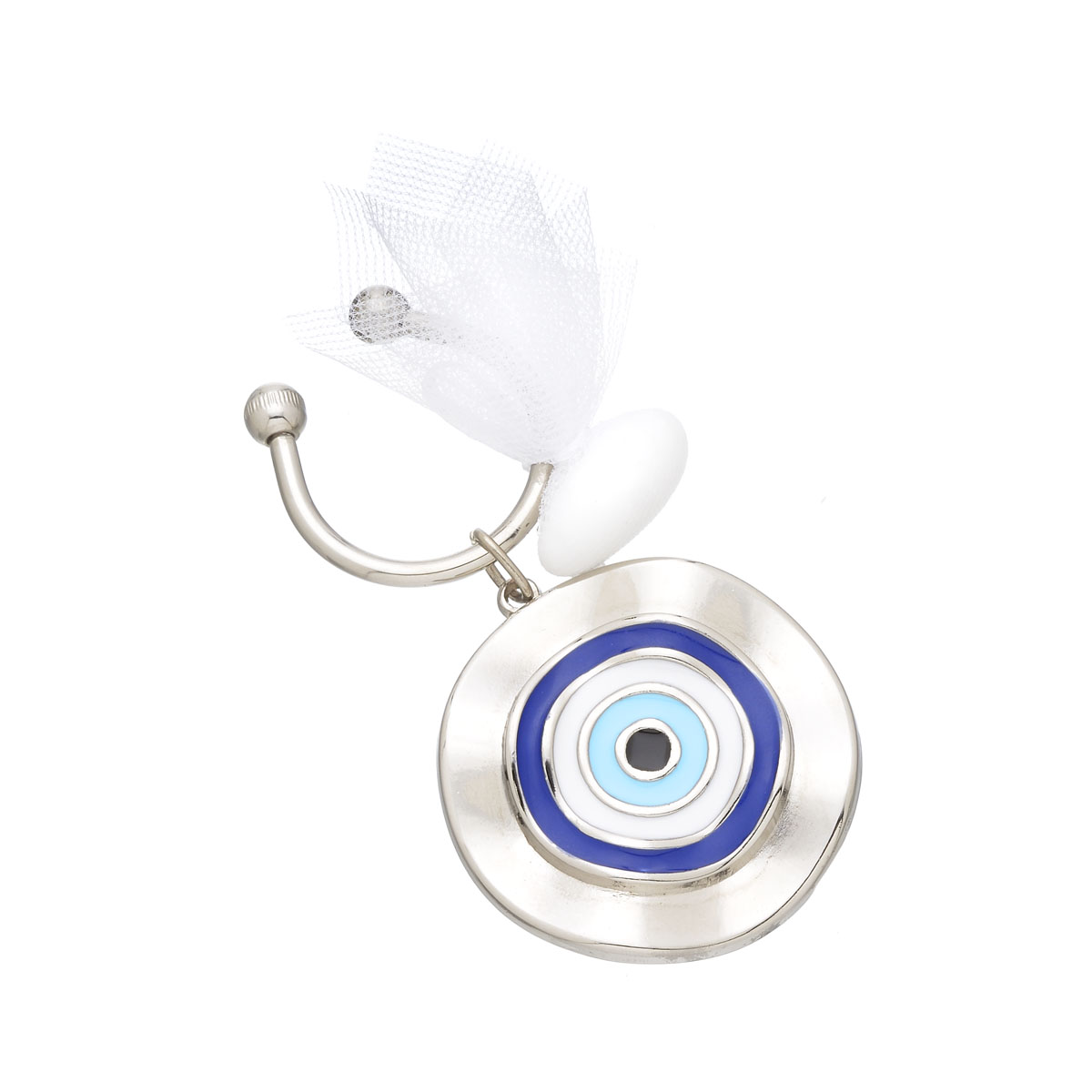 BONBONNIERE EVIL EYE KEY CHAIN SILVER PLATED