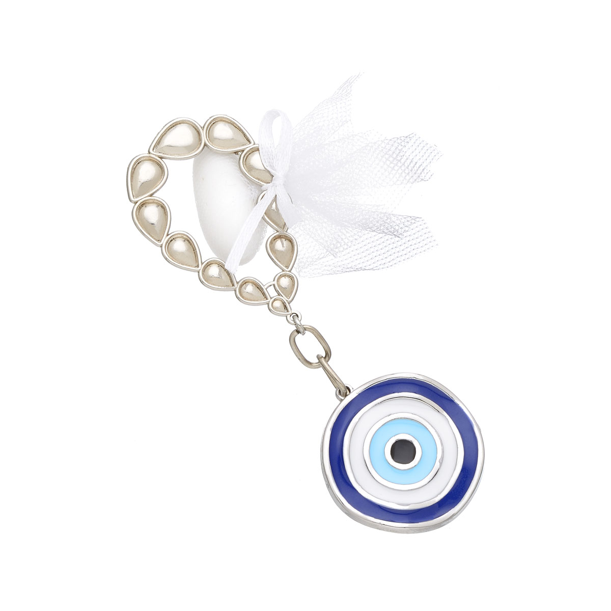 BONBONNIERE EVIL EYE KEY CHAIN SILVER PLATED