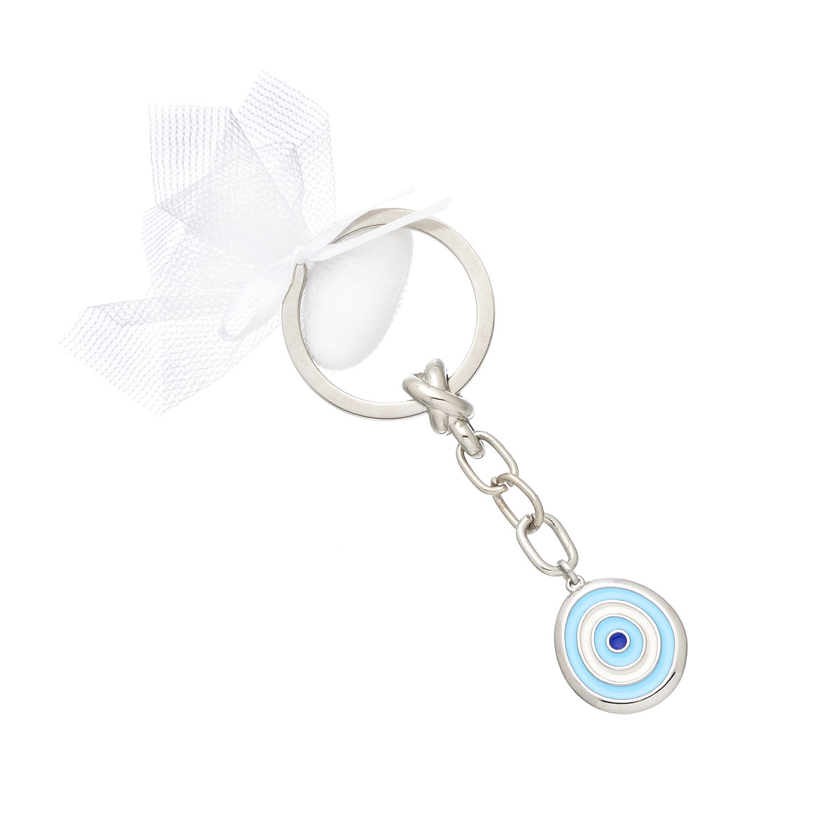 BONBONNIERE EVIL EYE KEY CHAIN SILVER PLATED