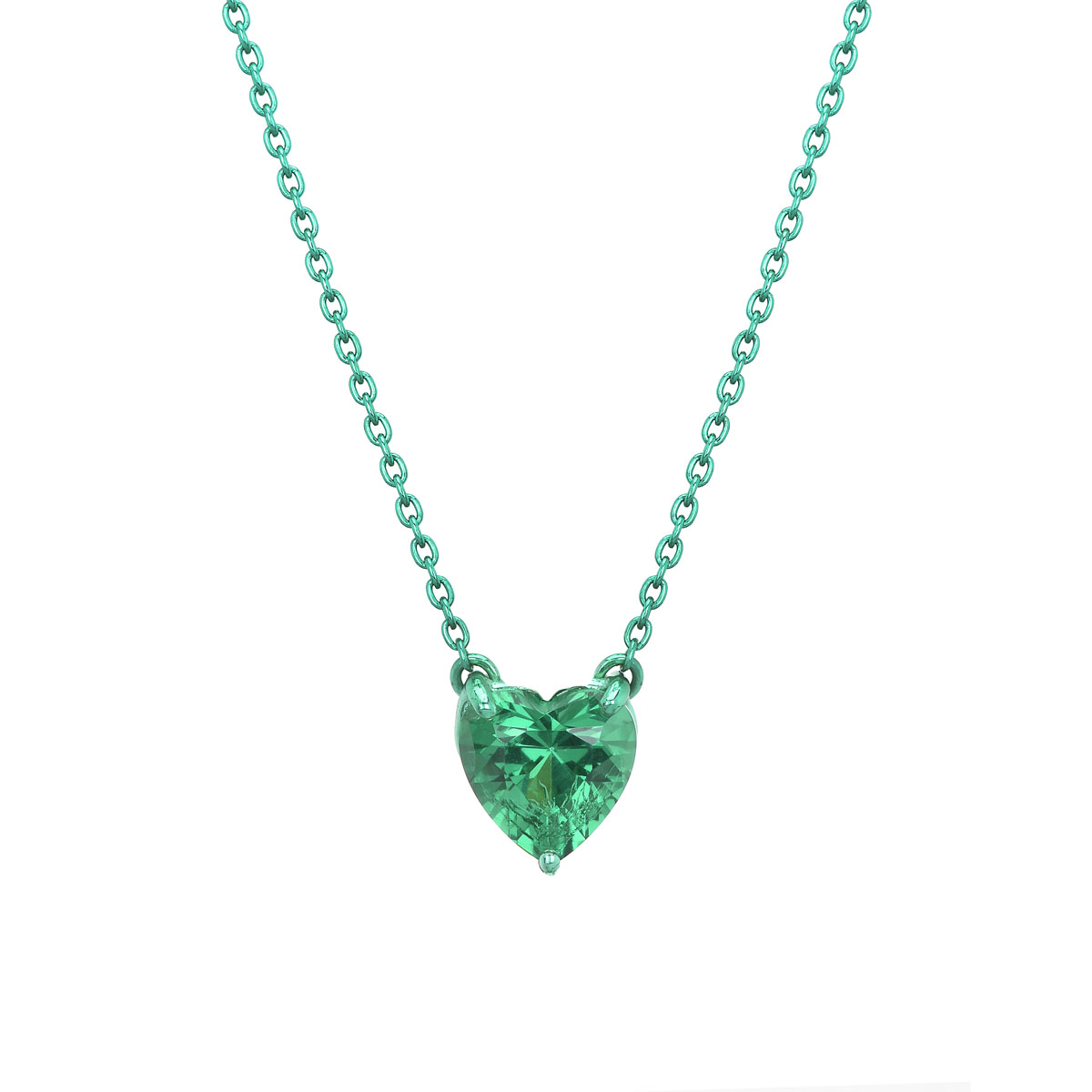 HEART NECKLACE WITH GREEN STONE SILVER