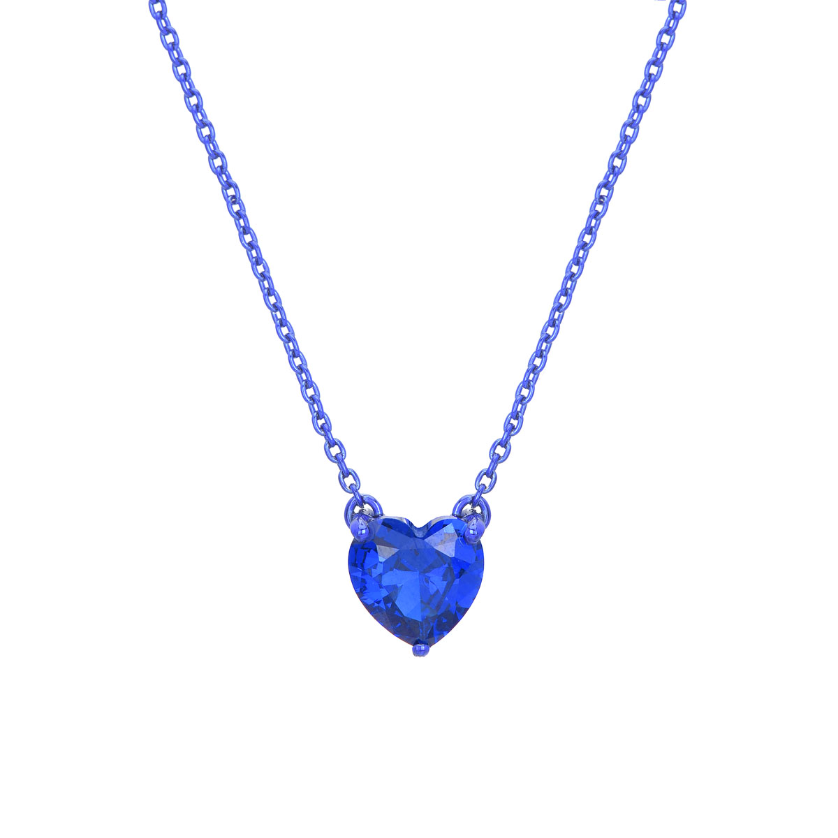 HEART NECKLACE WITH BLUE STONE SILVER