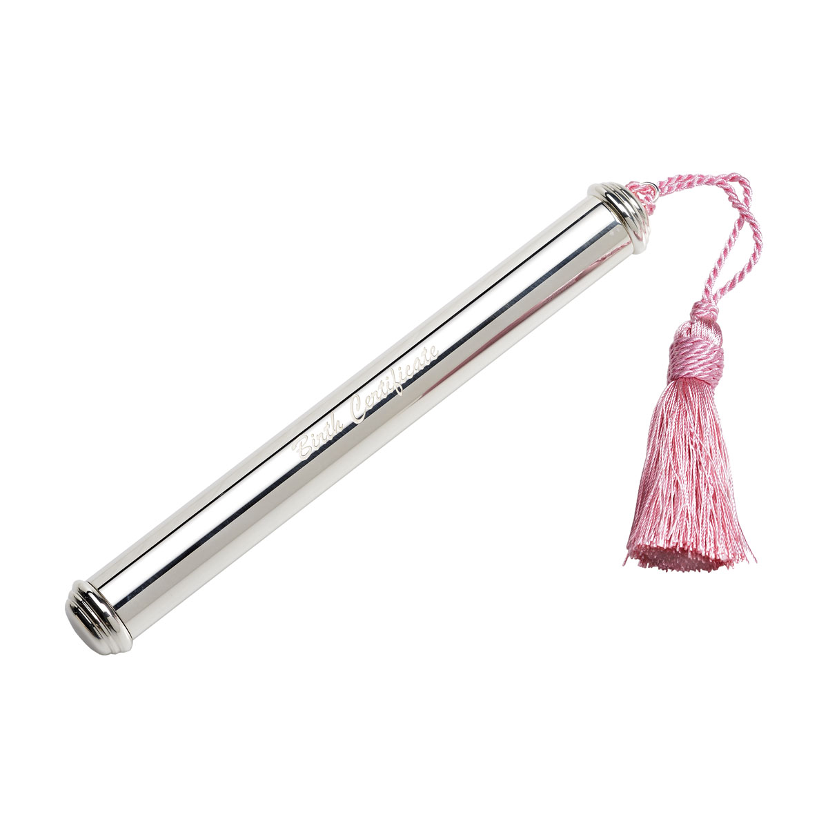 SILVER PLATED TUBE BIRTH CERTIFICATE