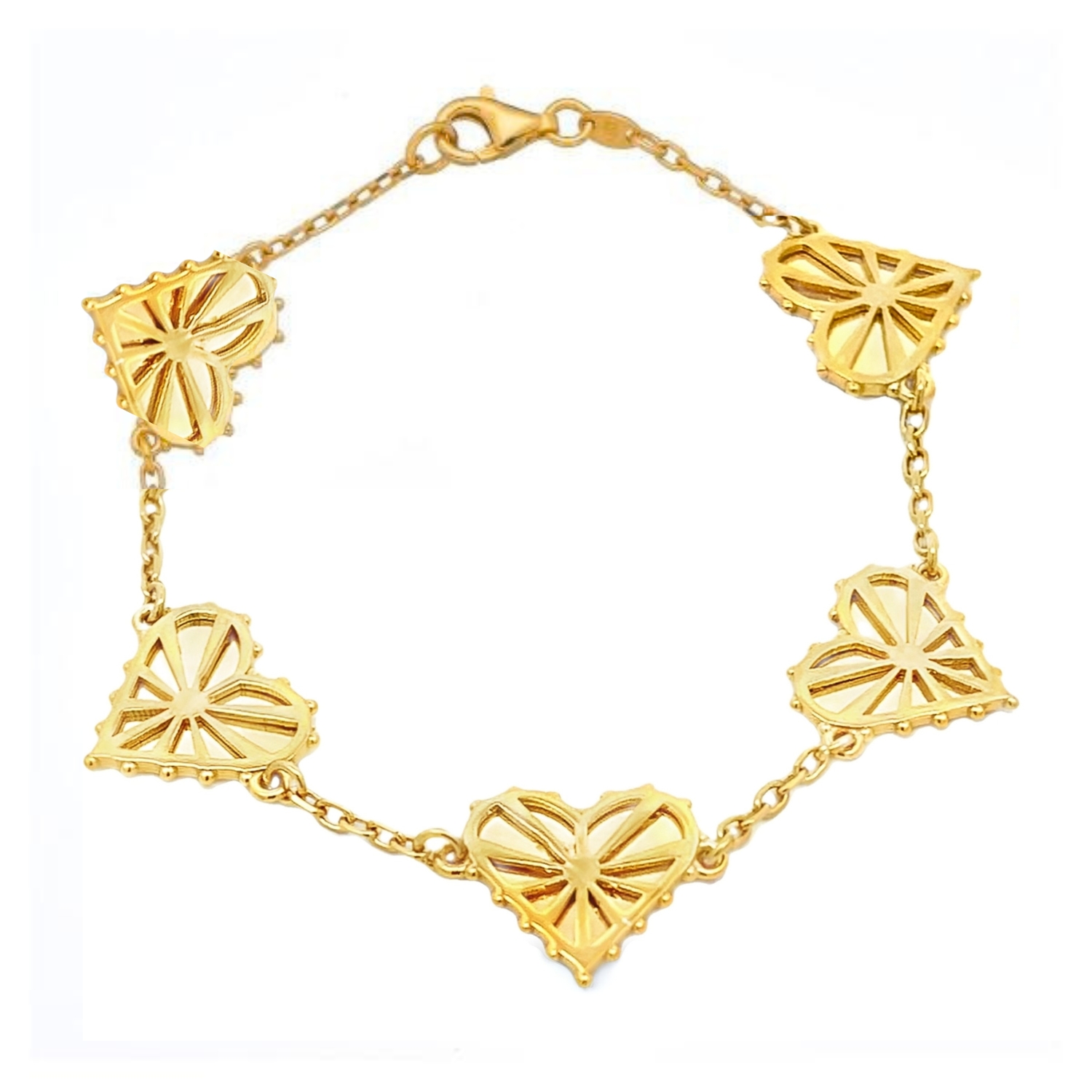HEARTS BRACELET SILVER GOLD PLATED