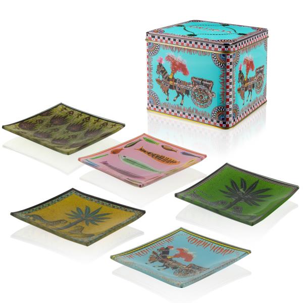 ORTIGIA SICILIA TIN 5 GLASS PLATES CARRETTO