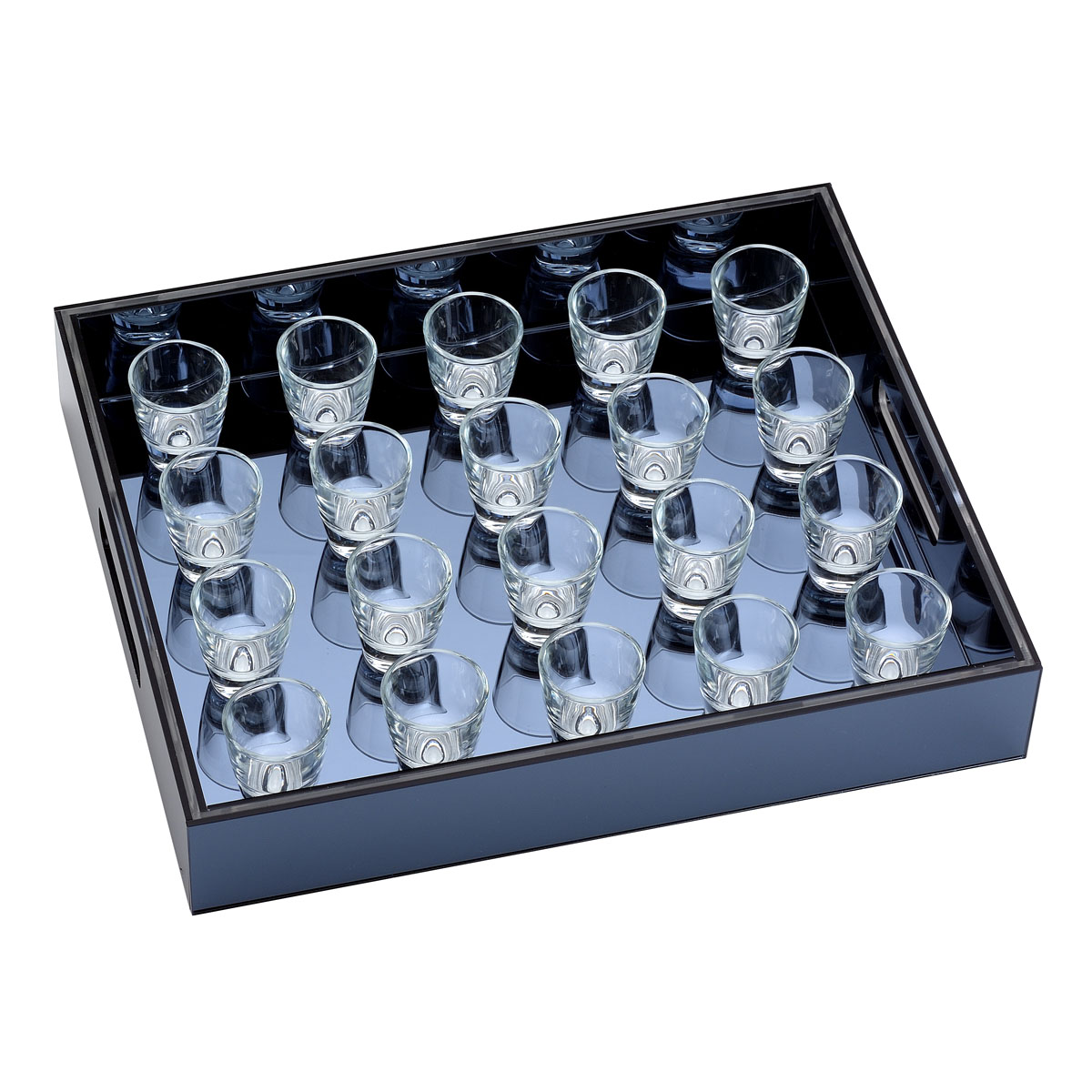 TRAY PLEXI GRAY WITH SHOT GLASSES