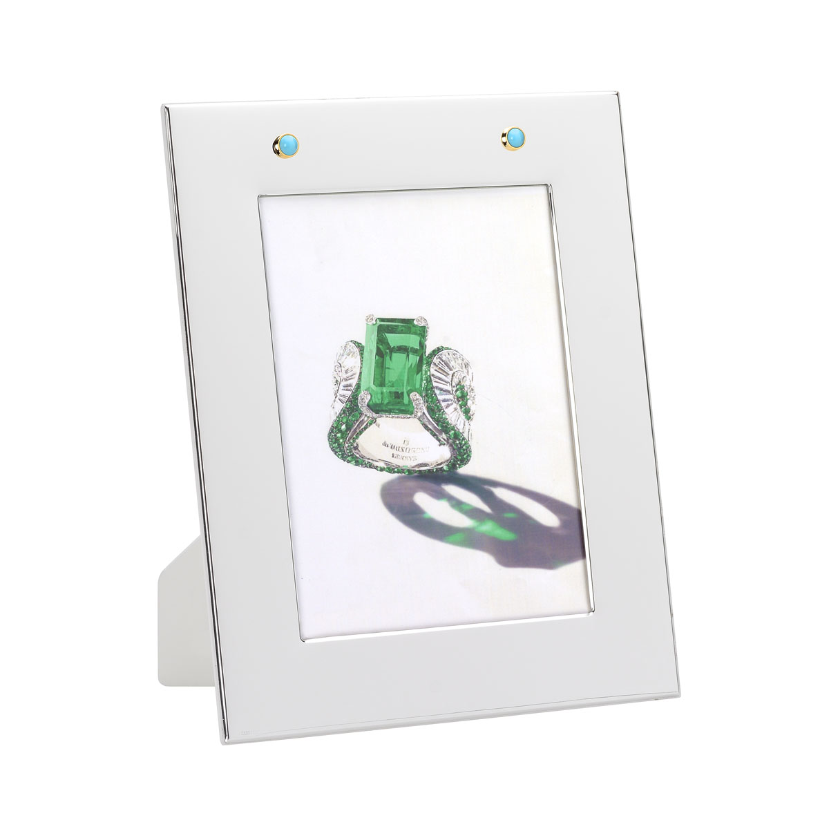 PICTURE FRAME SILVER PLATED WITH TURQUOISE