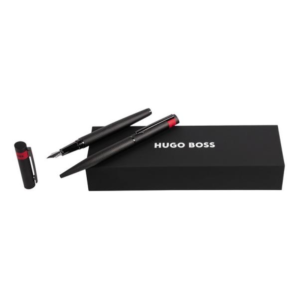HUGO BOSS SET LOOP DIAMOND BLACK BALLPOINT & FOUNTAIN PEN