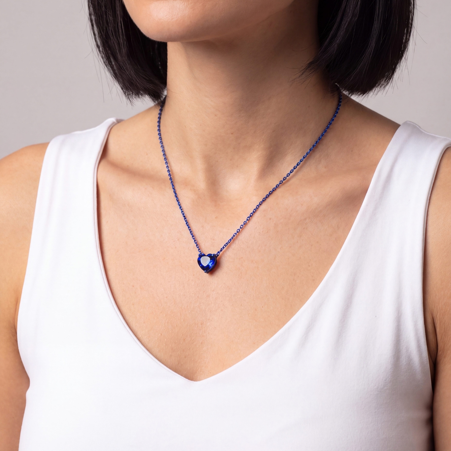 HEART NECKLACE BLUE SILVER