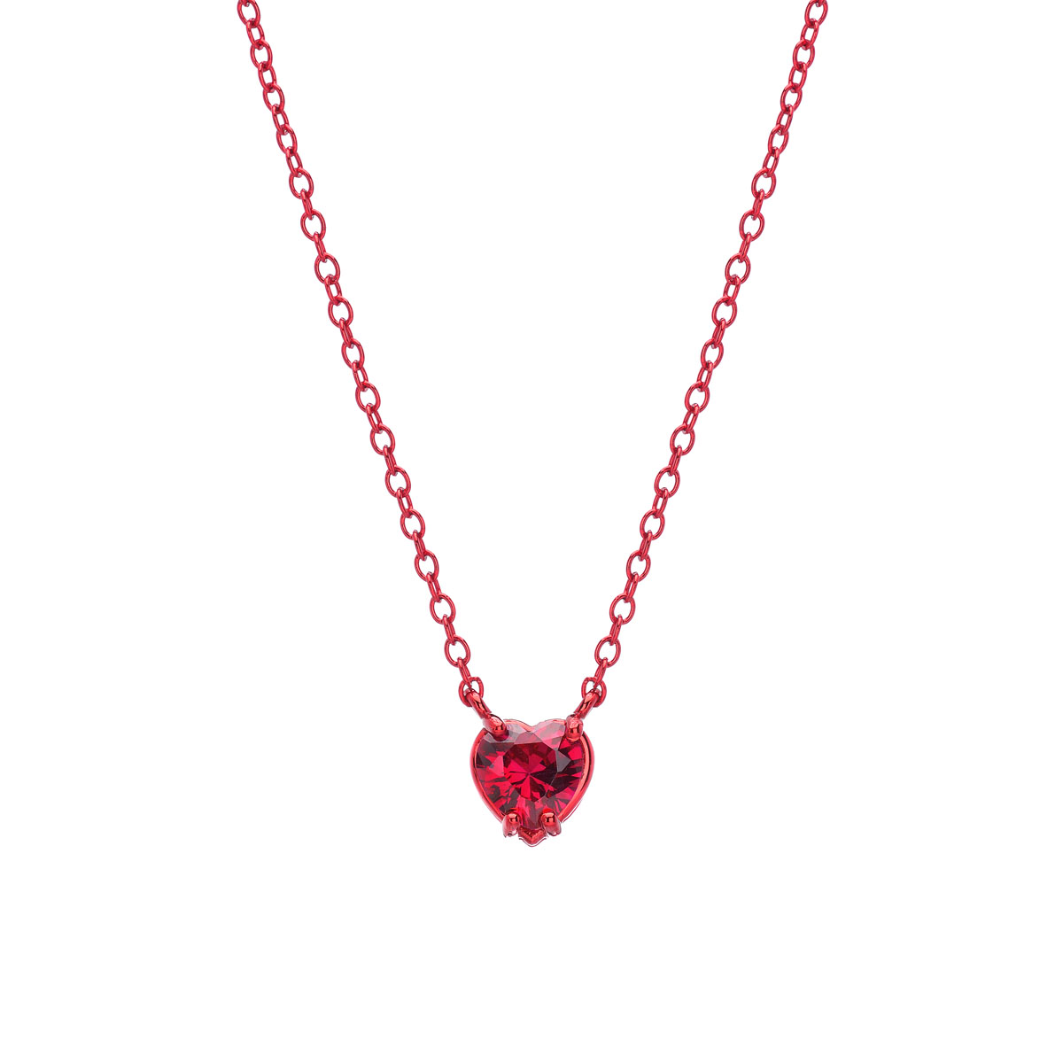 HEART NECKLACE RED SILVER