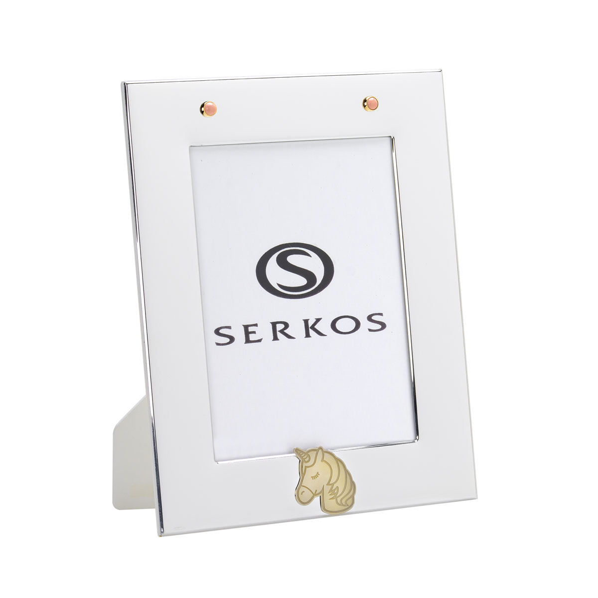PICTURE FRAME SILVER PLATED WITH CORALS AND UNICORN