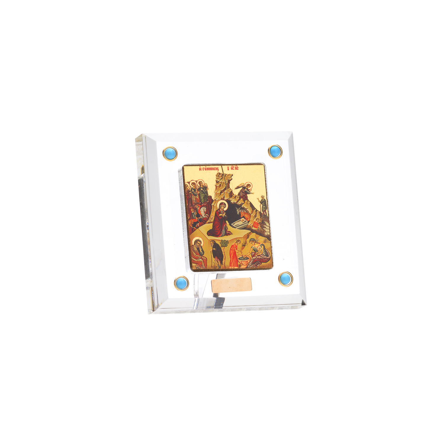 PLEXI FRAME OF JESUS BIRTH WITH TURQUOISE