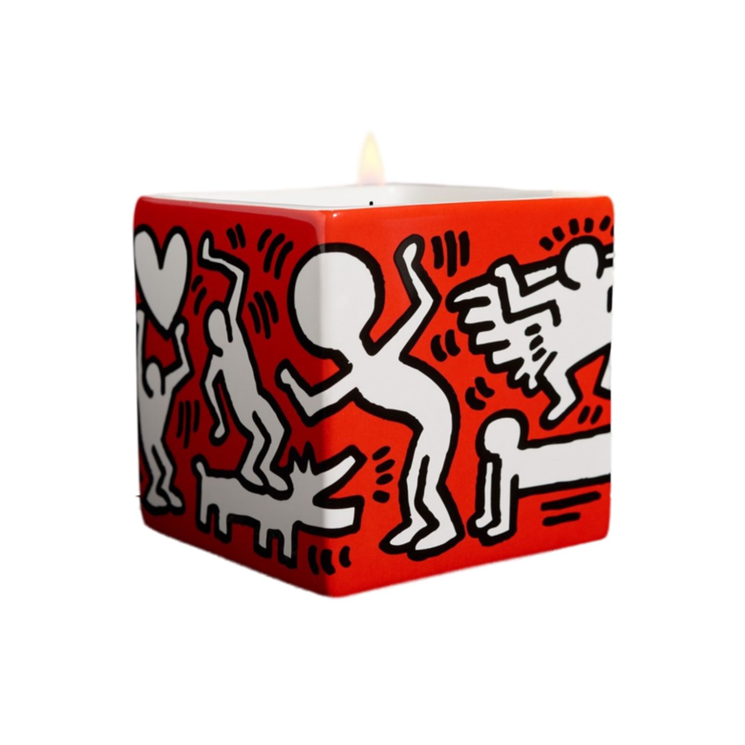 LIGNE BLANCH KEITH HARING WHITE ON RED SCENTED CANDLE