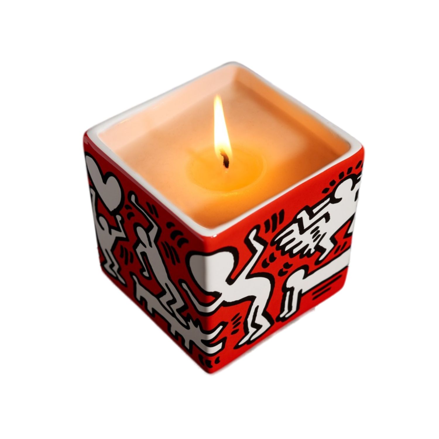LIGNE BLANCH KEITH HARING WHITE ON RED SCENTED CANDLE