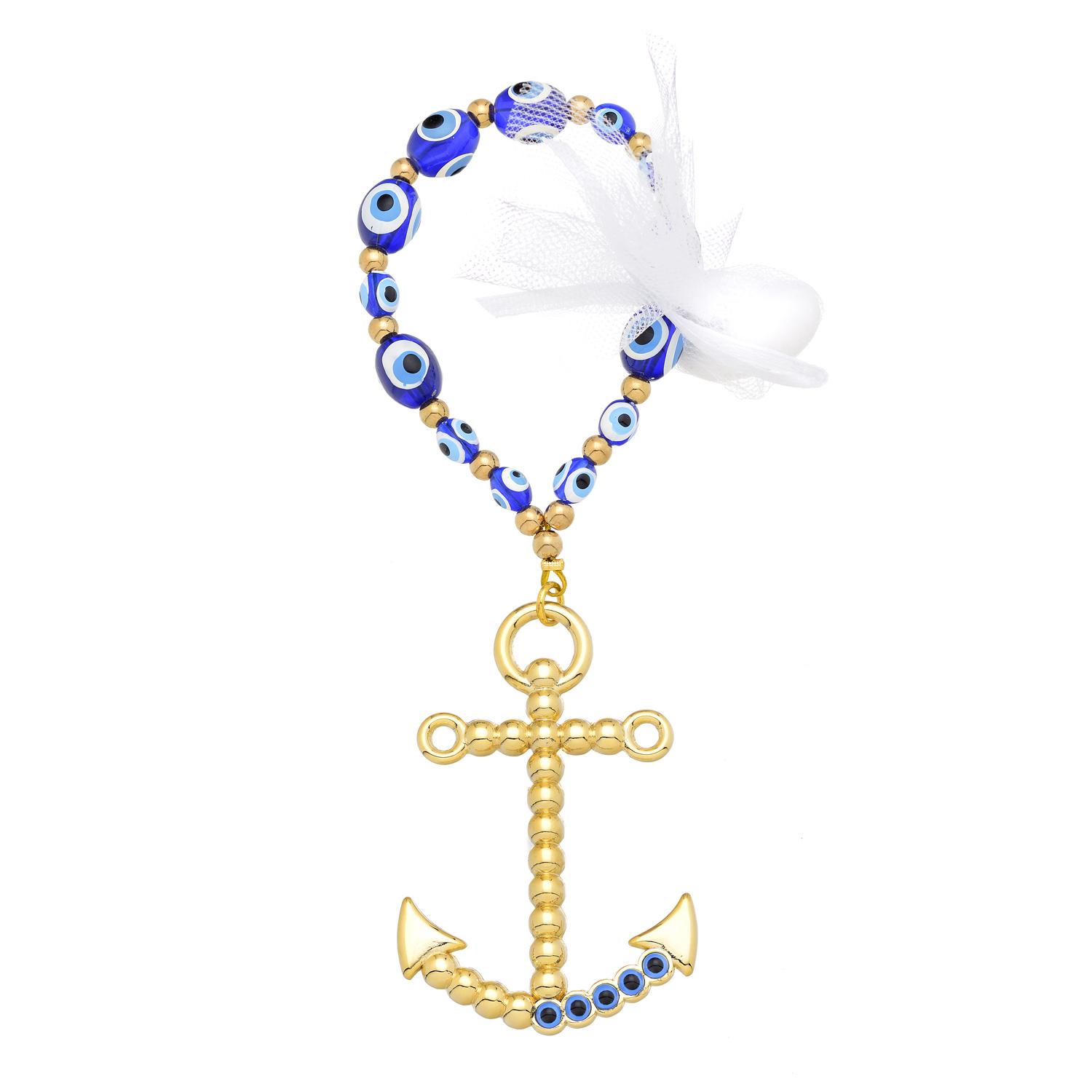 BONBONNIERE ANCHOR WITH EVIL EYES GOLD PLATED