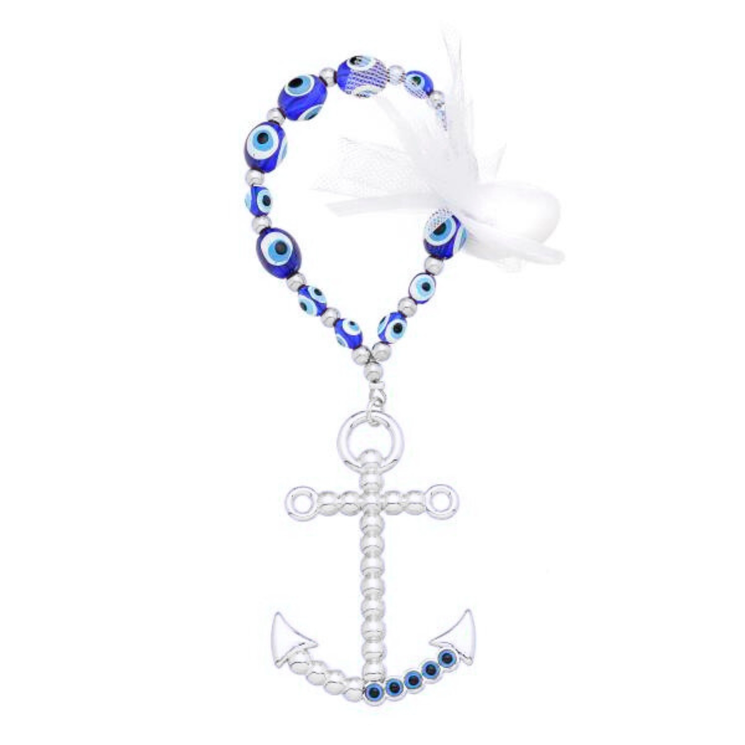 BONBONIERRE SILVER-PLATED ANCHOR WITH EVIL EYES