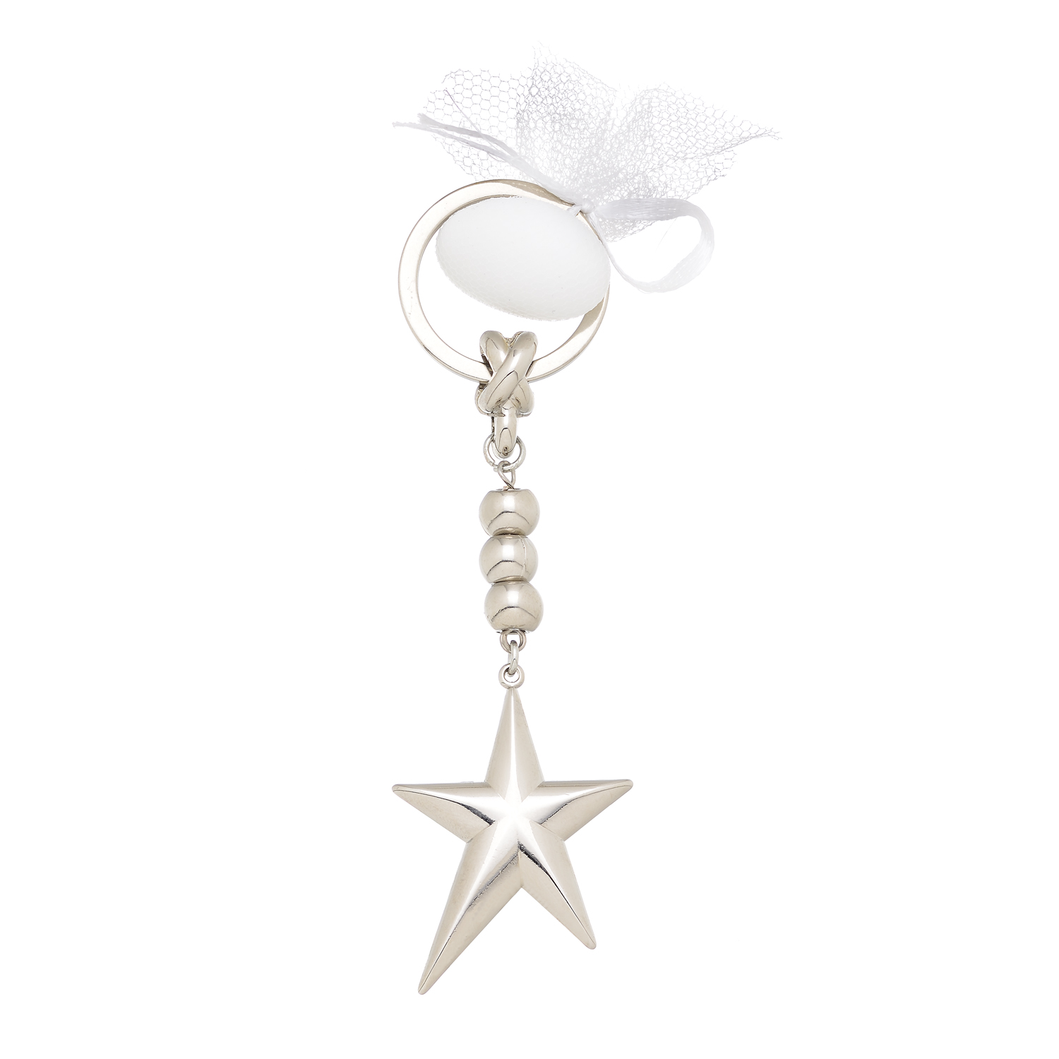 BONBONNIERE EVIL EYE KEY CHAIN SILVER PLATED