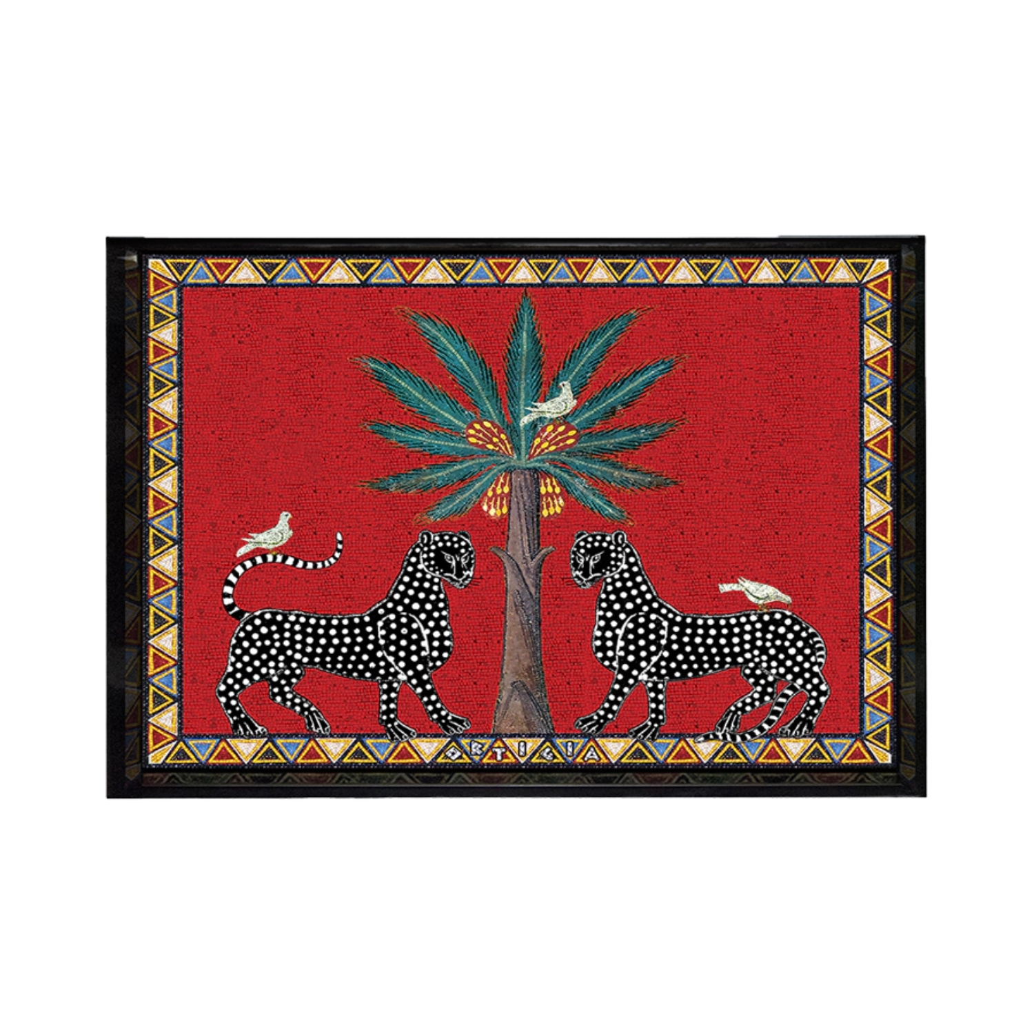 ORTIGIA SICILIA TRAY RED MOSAICO 30.5 x 22.5 cm