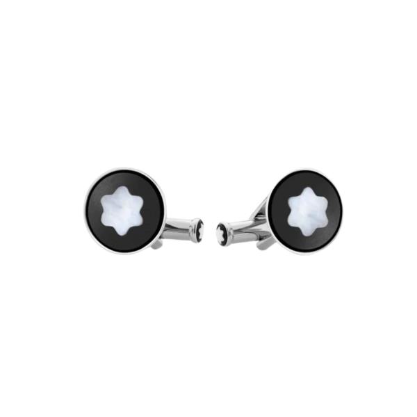 MONTBLANC ROUND CUFFLINKS IN STAINLESS STEEL WITH BLACK PVD