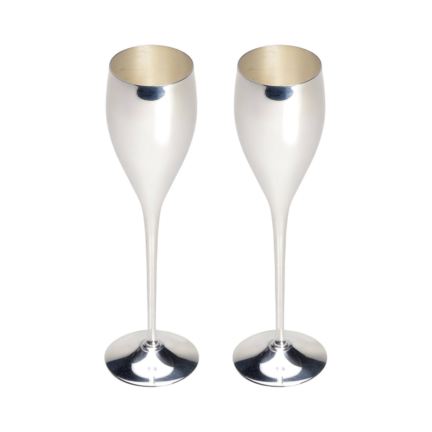 SILVER PLATED SET 2 PCS CHAMPAGNE GLASS PLAIN