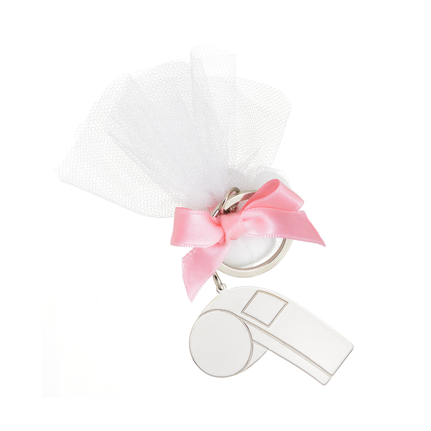 BONBONIERRE SILVER-PLATED WHISTLE KEYCHAIN