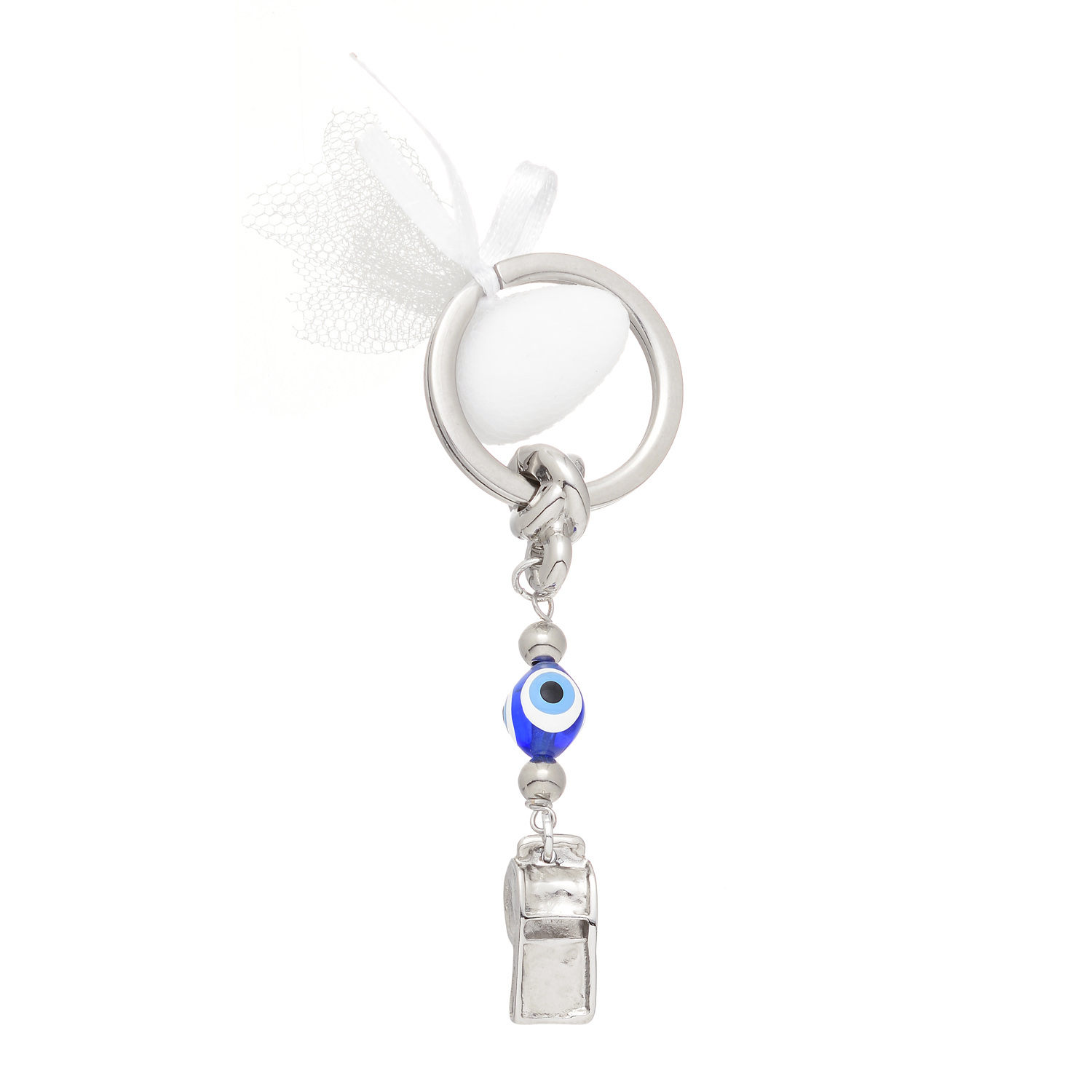 BONBONIERRE SILVER PLATED KEYCHAIN WITH WHISTLE