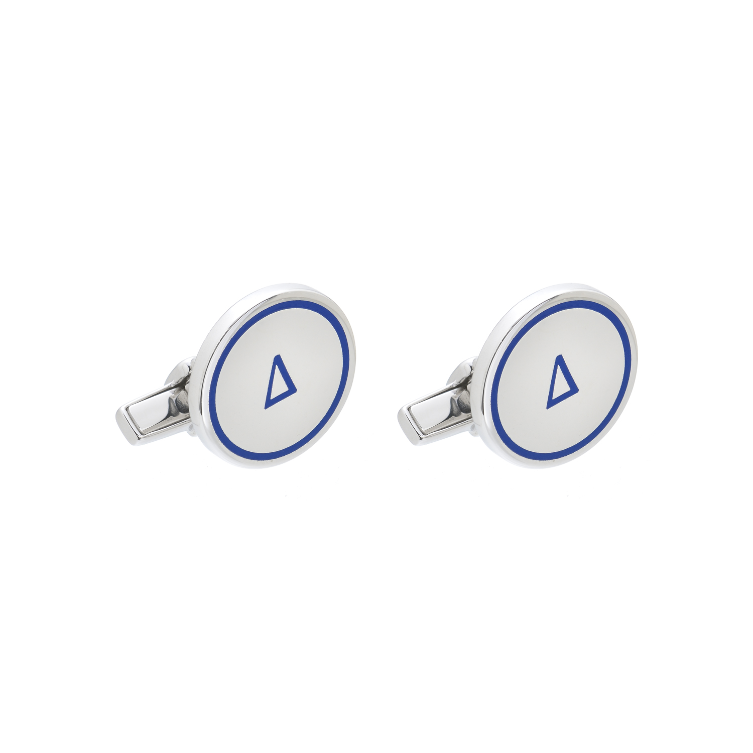 CUFFLINKS SILVER WITH INITIALS Δ-Δ & BLUE ENAMEL
