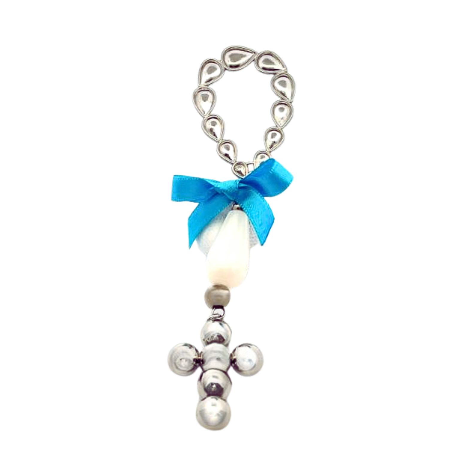BOΝBONIERRE SILVER PLATED CROSS WITH WHITE STONE