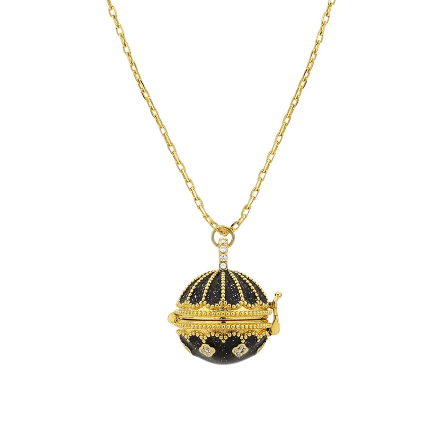 MYA BAY GOLD PLATED PENDANT BLACK SHINY PROTECTION