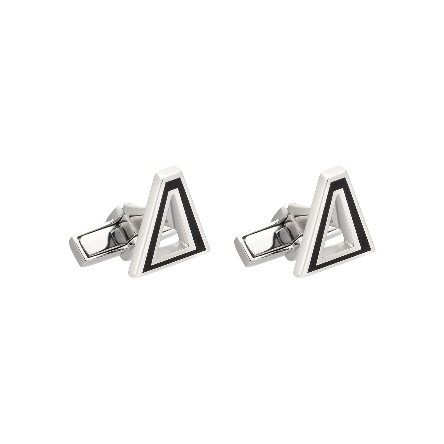 SILVER CUFFLINKS WITH BLACK ENAMEL WITH INITIALS Δ-Δ