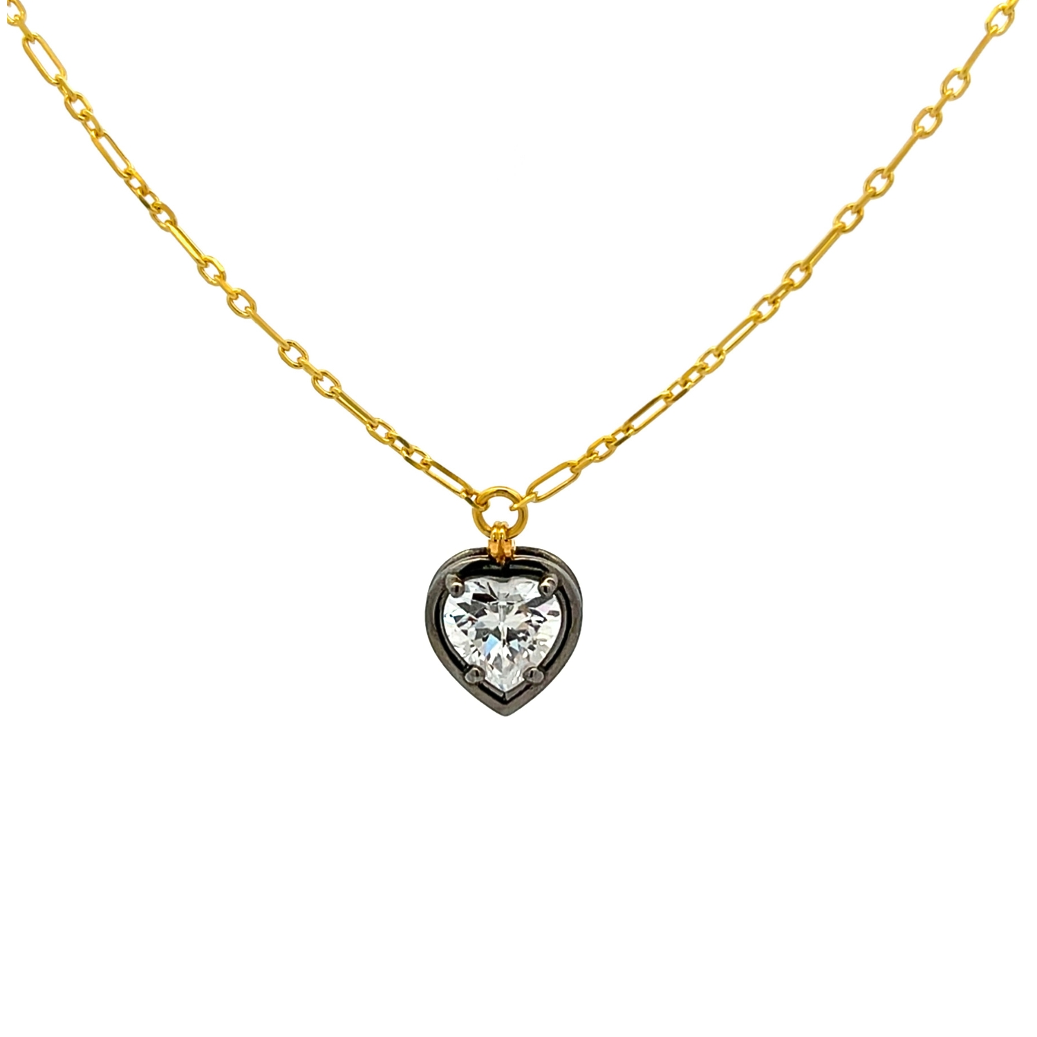 GOLD PLATED NECKLACE WITH WHITE HEART