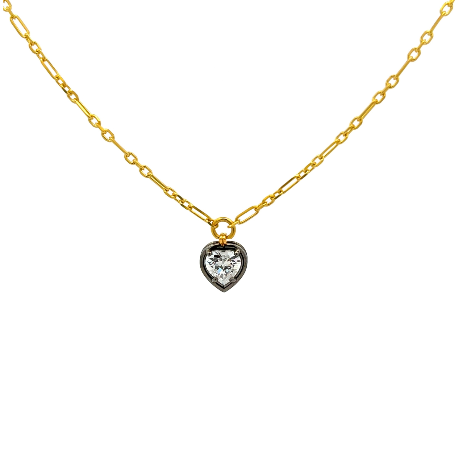 GOLD PLATED NECKLACE WITH WHITE HEART