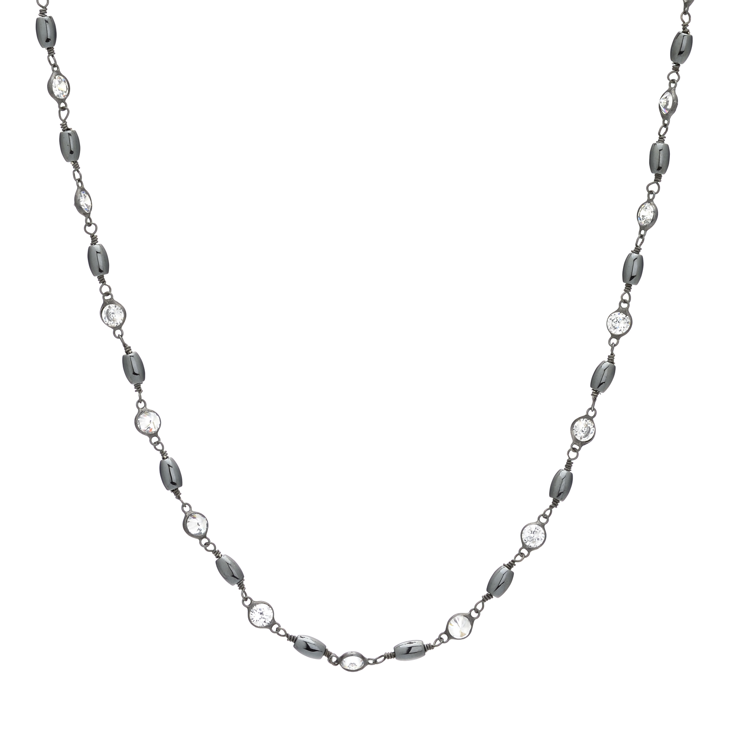 SILVER NECKLACE WITH WHITE ZIRCONIA