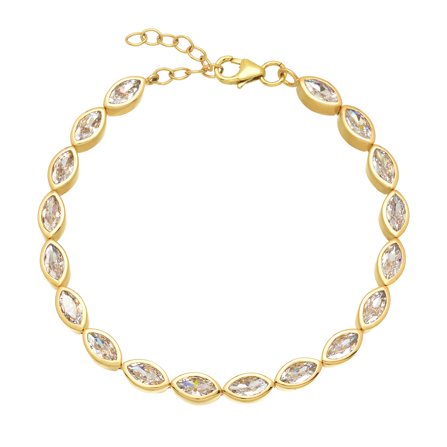 GOLD PLATED RIVIERA WITH ZIRCON EVIL EYES