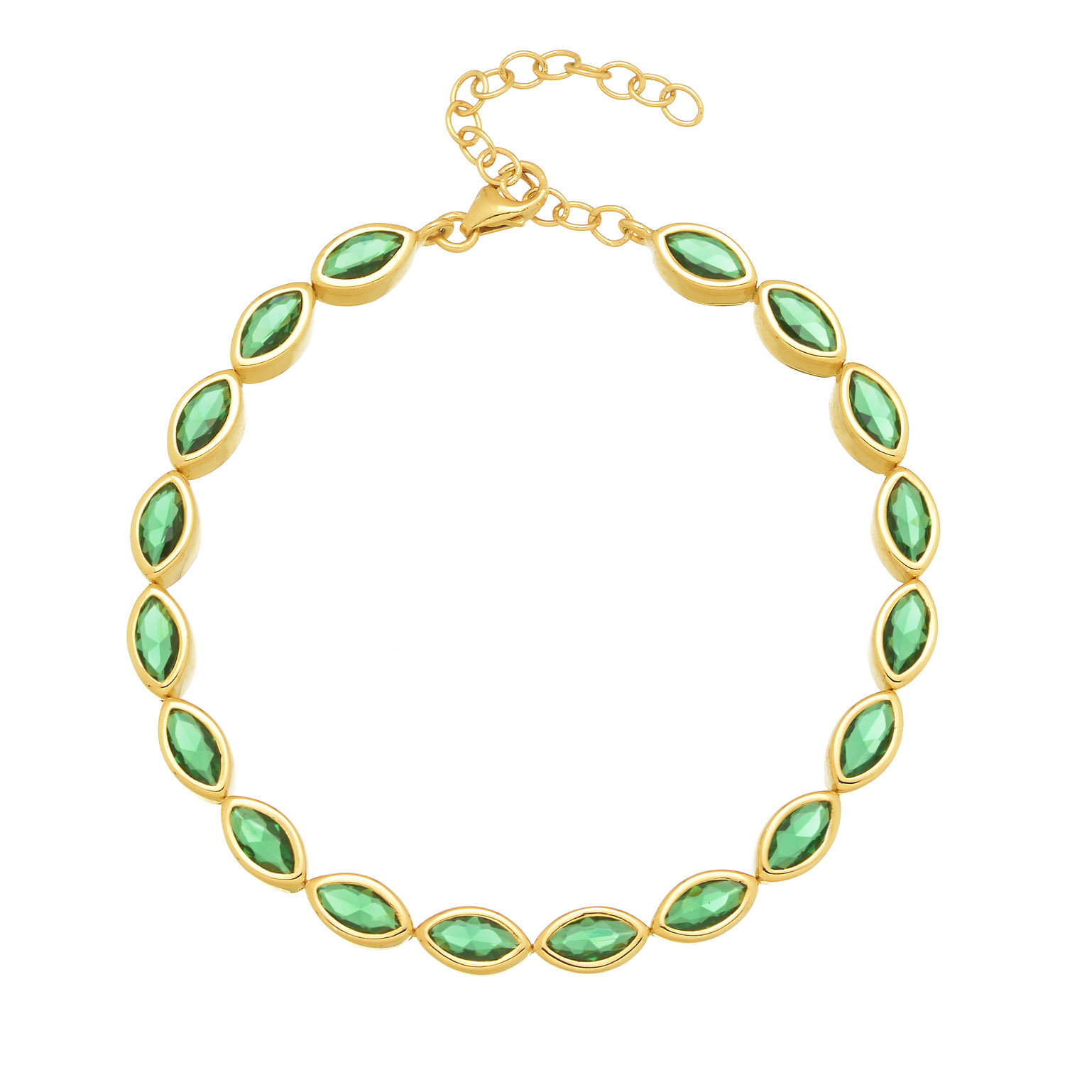 SILVER BRACELET WITH EVIL EYES & GREEN STONES